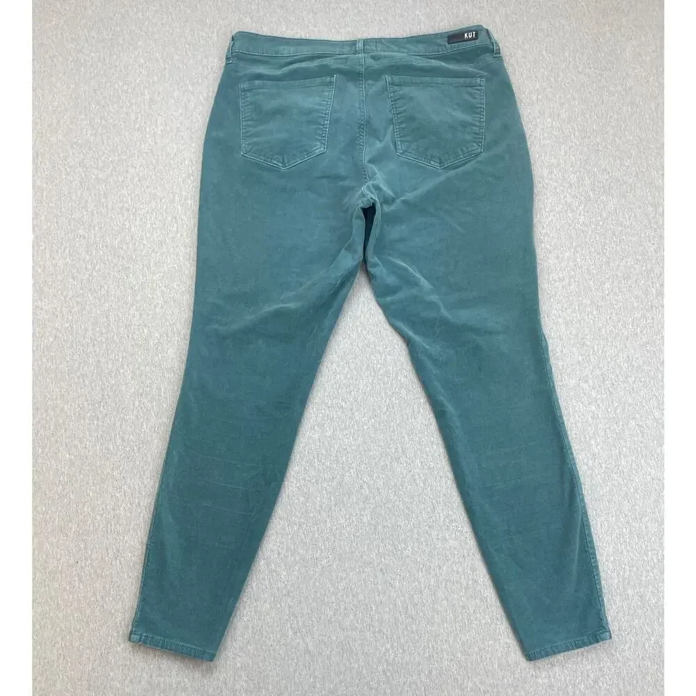 Kut From The Kloth Pants Women 14W Green Corduroy Stretch High-Rise Diana Skinny